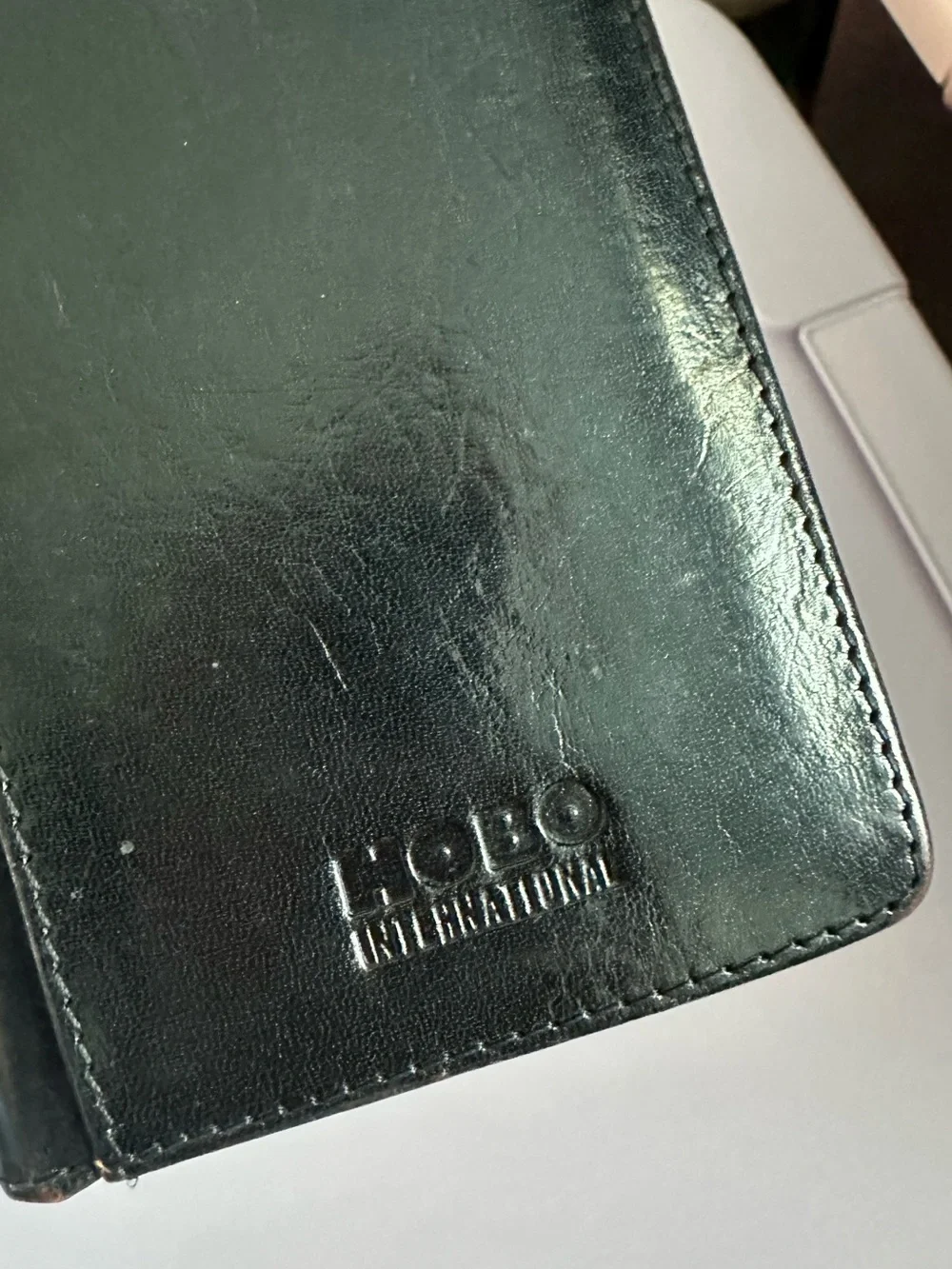 Vintage HOBO International black leather tall checkbook bifold wallet